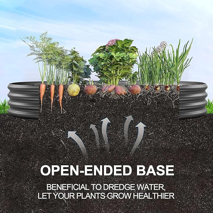 LICOME Large Raised Garden Bed Galvanized Metal Planter Box Outdoor 70.8 x 35.4 Oval Garden Beds Easy Assembly Raised Beds for Gardening (Black + 88.99 x 44.68 x 11.42 inches)
