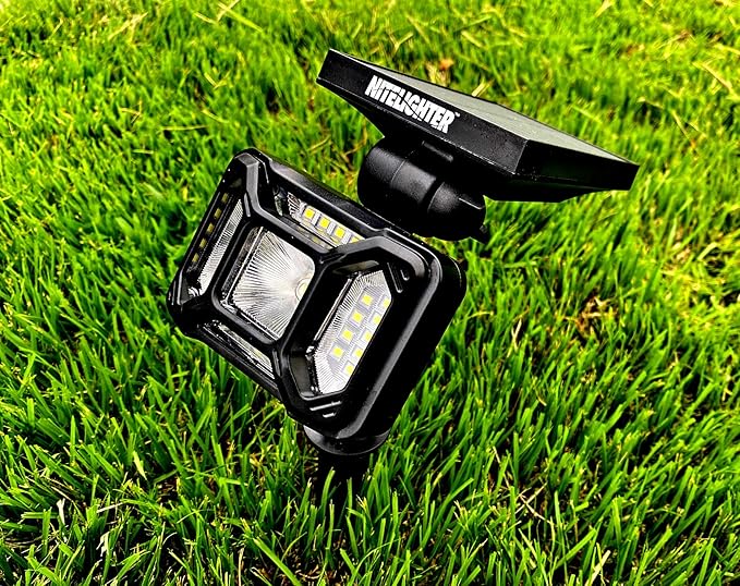 Outdoor Solar Powered Lights for Yard - Outdoor Adjustable Waterproof Landscape Uplighting for Flag Tree Plant Statue Installs on Ground or Wall 2-Modes of Lightning 2-Pack