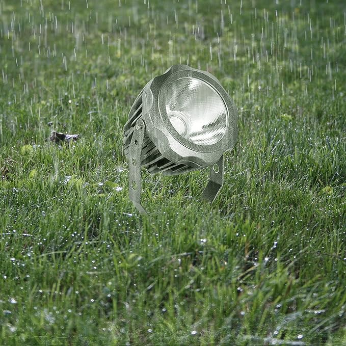 Kiven IP65 Waterproof LED Landscape Clamp Light LED Decorative Spotlight Lamp with Plug-in Cord and Timer for Indoor Outdoor Yard Step Statue LED Lawn Light - Grey (10W Warm White)