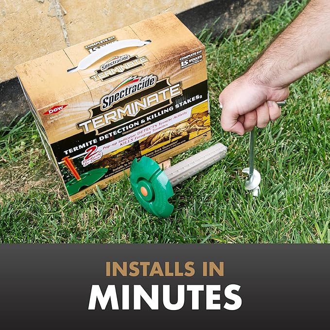 Spectracide Terminate Termite Detection &amp Killing Stakes Kills Foraging Termites Detects Termite Activity 15 Count 6 Pack