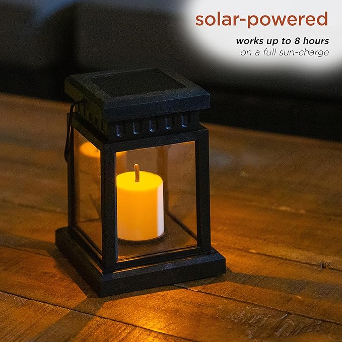 Alpine Corporation 19 Tall Outdoor Solar Powered Hanging or Stake Lanterns Black (Set of 6)
