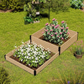 Elevated Wooden Raised Garden Planter - 2-Tier Outdoor Flower &amp Vegetable Box for Patio Backyard or Garden - Durable Weather-Resistant Design - 47.2 x 47.2 x 12.2 (Maple)