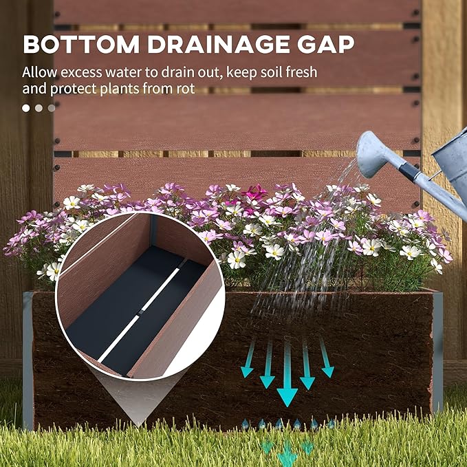 Outsunny Raised Garden Bed with Trellis for Climbing Plants Planter Box with Self Draining Gap Freestanding Trellis Planter for Outdoor Patio Deck 28.25 x 15 x 59 Brown