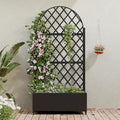 Casaphoria Metal Raised Garden Bed with Trellis and Wheels 72x35x16 Planter Box for Climbing Plants Vegetables &amp Vines Features Drainage Holes and Privacy Screen (Black-Rhombus)