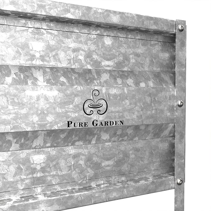 Raised Garden Bed Plant Holder Kit with Adjustable Galvanized Iron for Growing Flowers Vegetables Herbs by Pure Garden
