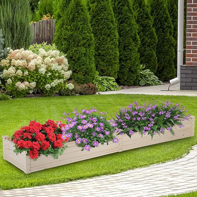 PayLessHere Wooden Garden Bed Raised Planter Box Outdoor Patio Gardening Planter and Indoor Elevated Garden Grow Box for Vegetable Flower