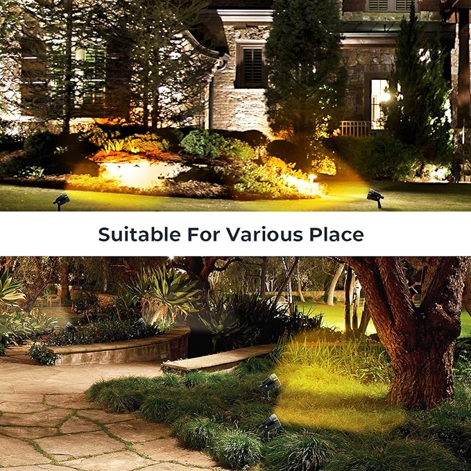 Yard Spot Lights Warm White Outdoor Spotlights 3000K 120V 5W Waterproof Plug LED Landscape Light with Spiked Stand for Lawn House Porch Backyard Pathway Tree Flag (6 Lights)