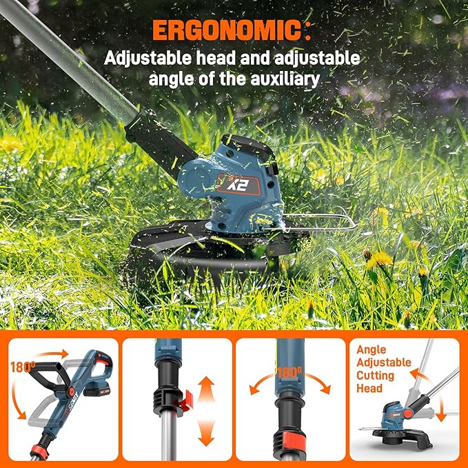 SENIX X2 20 Volt Max* 3-Piece Cordless Power Tool Combo Kit with Battery Powered 10 String Trimmer Variable Speed Leaf Blower 18 Hedge Trimmer Includes 2 Batteries &amp Battery Charger (S2K3B2-0