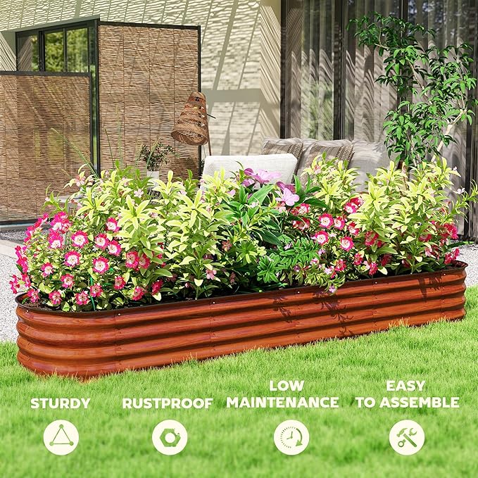 Metal PlanterMetal Planter Box with Safety EdgingGalvanized Raised Garden Bed Kit