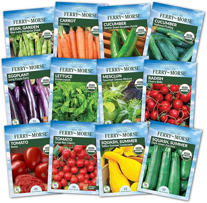 Ferry-Morse Vegetable Seed Bundle - Organic High Germination Rate GMO Free - 12 Pack