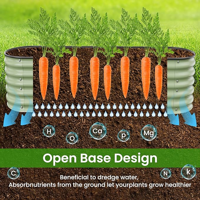 8 X 2 X 1.4 Ft Galvanized Raised Garden BedSturdy and Easy to Assemble Oval Raised Planter Beds Outdoor for Vegetables Gardening Flowers Fruits（Light Green）