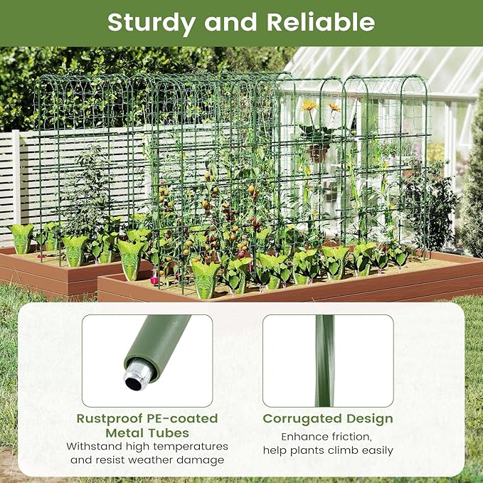 Giantex Raised Garden Bed with Legs &amp Trellis for Climbing Plants Self-Watering Planter Box w/Water Level Gauge for Vine Flower Herb Vegetable (29.5x13.5x76)