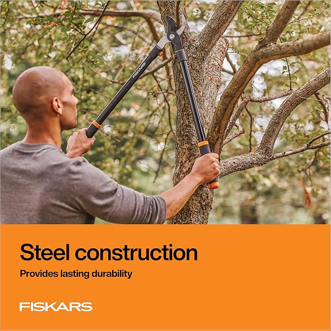 Fiskars 28 Loppers for Tree Trimming Heavy Duty Rust-Resistant Sharp Bypass Steel Blade Loppers Branch Cutter up to 1.5 Diameter Cut Capacity Shock-Absorbing Handle Garden Tools