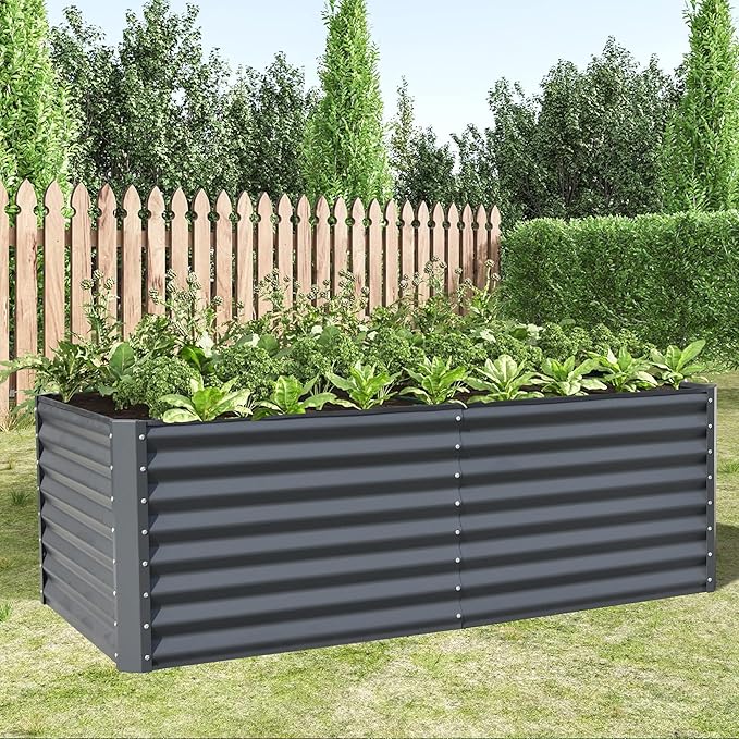 Outdoor Garden Bed Galvanized Raised Planter Garden Boxes Large Metal Planter Box for Gardening Vegetables Fruits Flowers (6x3x2FT)