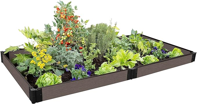 Frame It All Raised Garden Bed (4 x 8 x 5.5) 1-inch Timber Profile Raised Bed Easy to Assemble Planter Bed with Bottomless Pit for Deep-Rooted Vegetables Fruits Flowers and Herbs Weathered Wood
