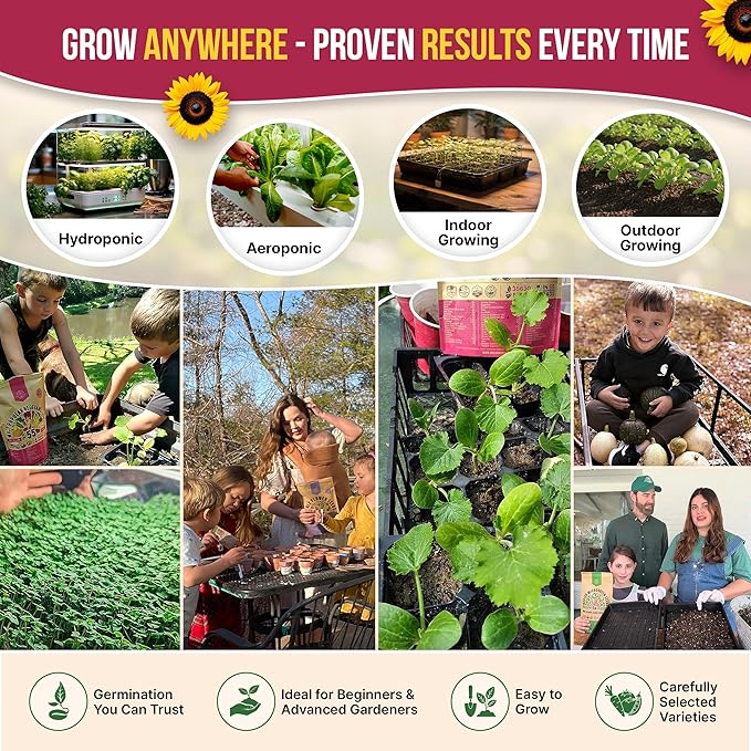 55 Vegetable Seeds Variety Pack - 35600+ Non-GMO Heirloom Seeds for Planting Vegetables and Fruits in Individual Seed Packets Home Garden Seeds for Hydroponic Indoor and Outdoors Gardening