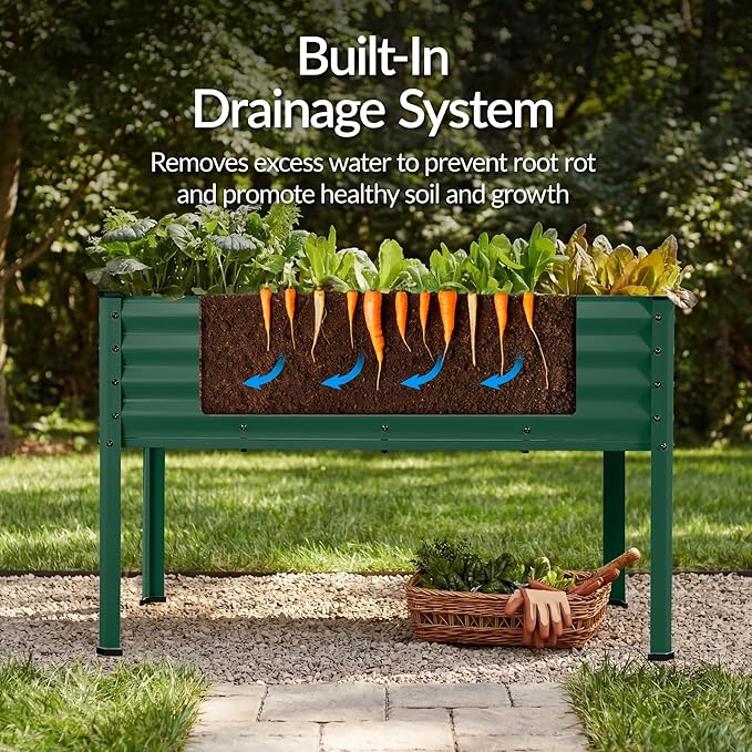 Best Choice Products 48x24x30in Galvanized Raised Garden Bed Metal Elevated Planter Box Vegetable Garden for Backyard Patio Balcony - Dark Green