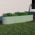 MUPATER 8x2x2ft Galvanized Raised Garden Bed 9-in-1 Modular Metal Planter Box with Aluminum Support Rods Oval Outdoor Planter for Vegetables Flowers Backyard Patio Olive Green