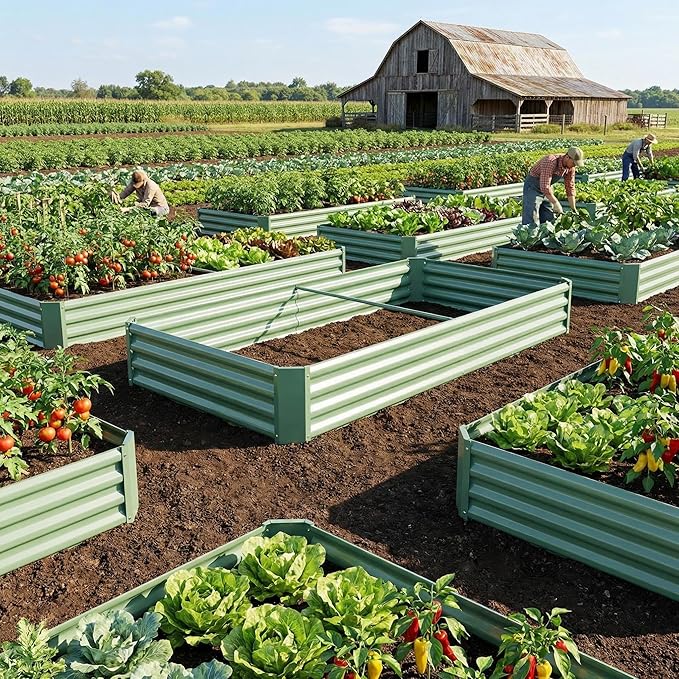 Metal Raised Garden Bed 8x4x1 ft Rectangle Planter Box Rust-Resistant Galvanized Steel with Open Base Design Quick Assembly for Vegetables Flowers and Plants (Green)