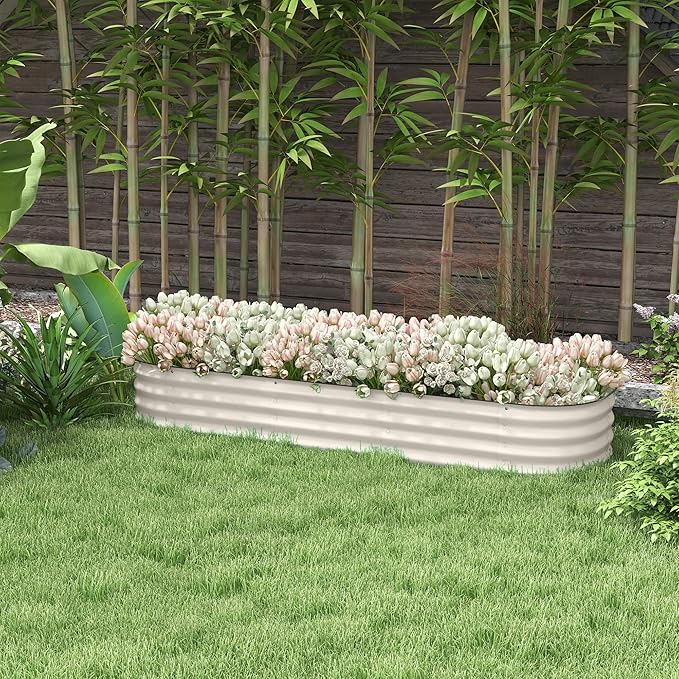 DIY Galvanized Steel Elevated Garden Bed Modular Metal Raised Planter for Flowers Herbs &amp Vegetables (6.4' x 2')