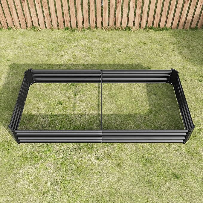 Raised Garden Bed Kit Metal Raised Bed G7.6x3.7x0.98ft for Flower Vegetables Herb Black