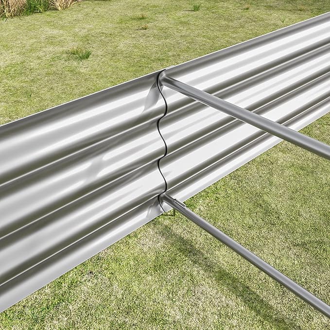Metal Raised Garden Bed Kit Outdoor Planter Box Vegetable and Flower Planting Bed (Silver 8 * 4 * 1ft)