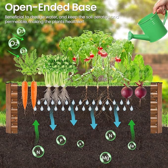 Homdox 6×3×2FT Galvanized Metal Raised Garden Bed Kit Deep Root Elevated Planter Box w/Anti Cutting Strip &amp A Pair of Gloves for Vegetables Flowers Herbs Succulents 265 Gallon Capacity Brow