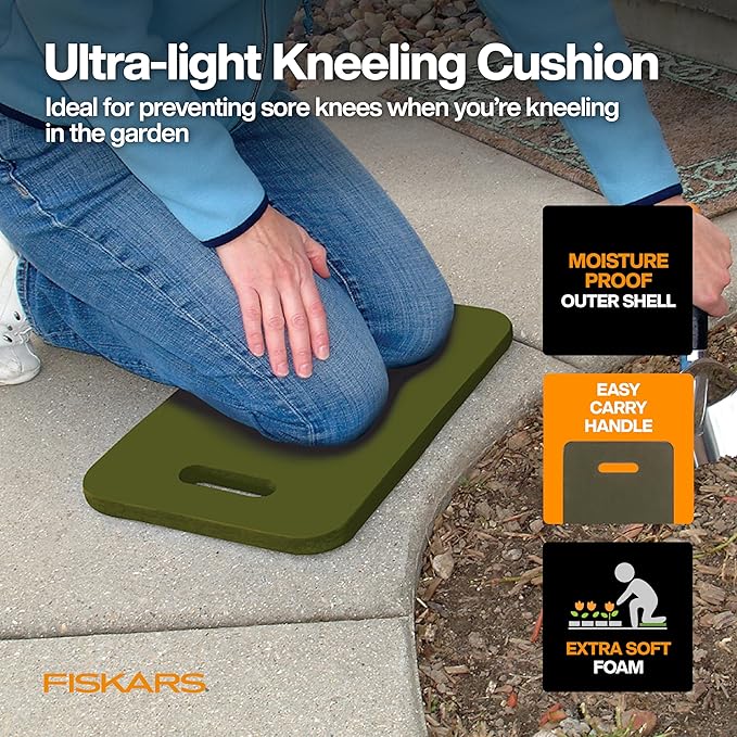 Fiskars 5-Piece Flower Gardening Essentials Set Floral Pruner Trowel Cultivator Gloves &amp Kneeling Cushion Easy Action Bypass Blade with Wire Cutter &amp Stem Stripper Lightweight Rustproof