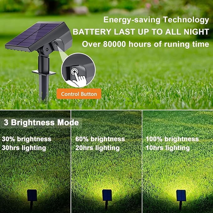 Solar Spot Lights Outdoor [6 Pack/3 Modes] Solar Landscape Spotlights IP67 Waterproof Solar Powered Outdoor Lighting Products for Landscaping Garden Yard [Cold White/62 LED] Spotlight Dusk to Dawn