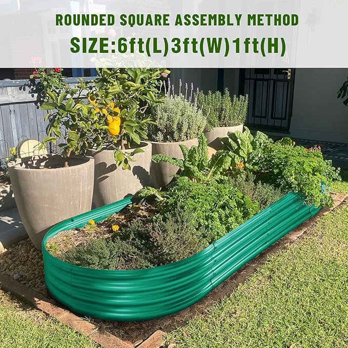 Land Guard Green Raised Bed 6×3 ft Elevated Planter Box Raised Beds for Gardening Vegetables（Green）…