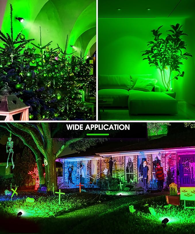 L LOHAS LED Green Christmas Spotlight 2pack+3000K Warm White Spotlight 2pack