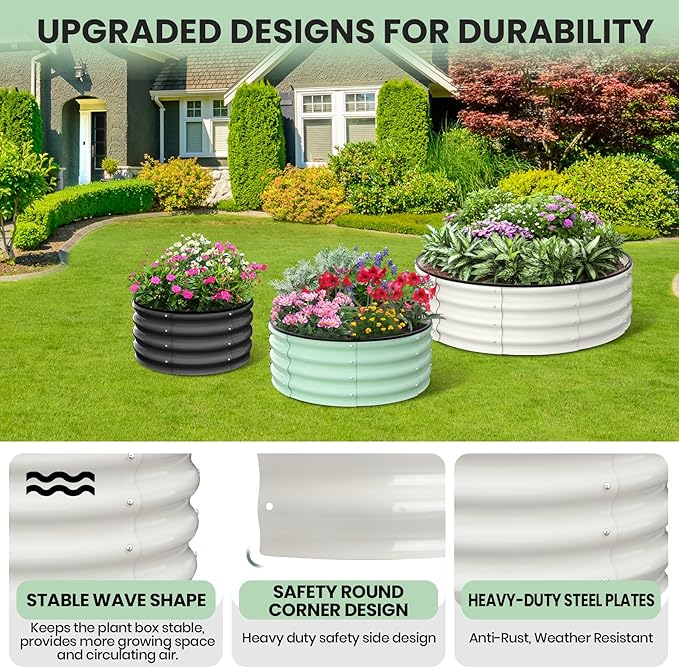 PeakPursuit Raised Garden Bed 2x2x1 FT Metal Raised Garden Beds Outdoor Rectangular Planter Box for Planting Plants Vegetables and Flower