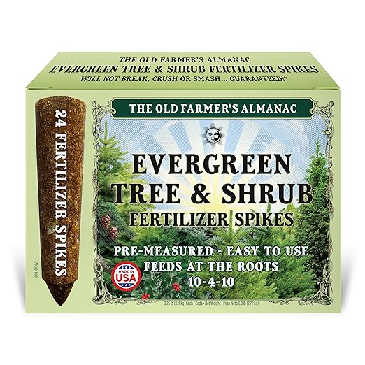 The Old Farmer's Almanac Evergreen Tree &amp Shrub Fertilizer Spikes 10-4-10 (24 Spikes - 6.0 Lbs)