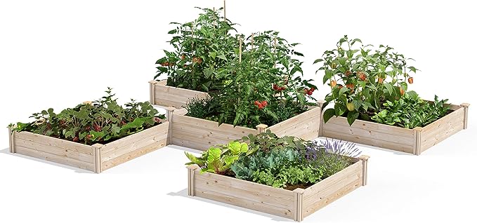 Greenes Fence Original Pine Raised Garden Bed 80 Sq. Ft. 12' x 12' x 10.5-14 - Made in USA with American Pine