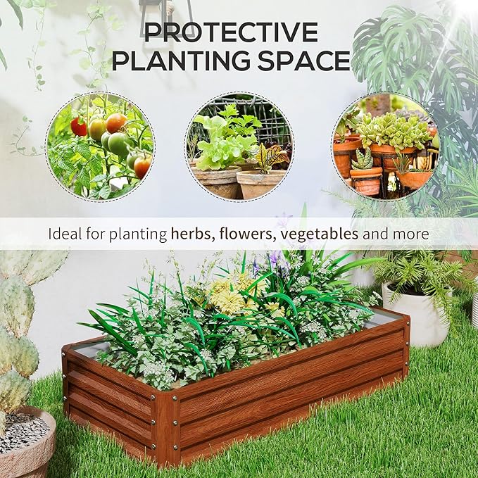 47.25x23.5x12in Brown Rustproof Galvanized Garden Bed Precision-Welded Steel Panels Open Base Enhancing Water Flow &amp Root Extension