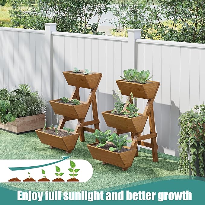 Small Raised Garden Bed 3 Tier Vertical Garden Planter for Indoor &amp Outdoor Raised Planter Box with Legs