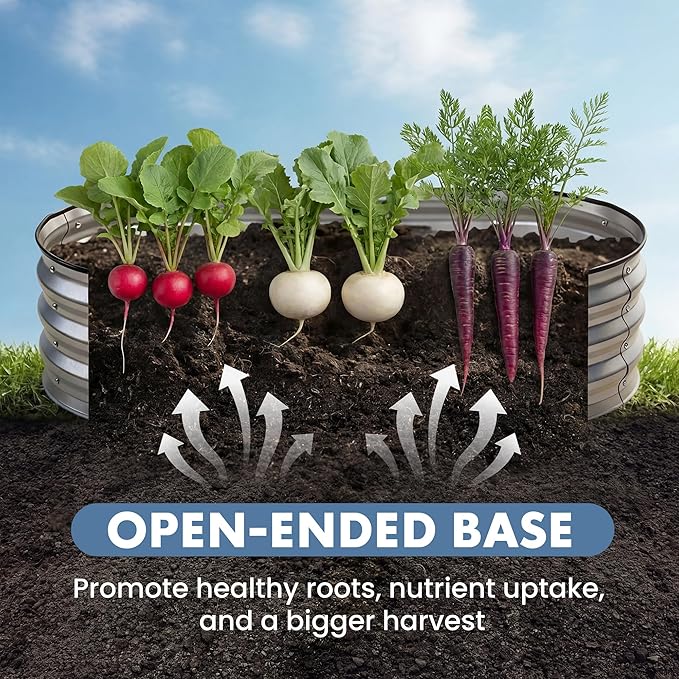 DUMOS 4x2x1ft Galvanized Raised Garden Bed Outdoor Planter Box with Open Bottom Design Metal Large Garden Bed for Vegetables Herbs &amp Flowers Rustproof for Backyard &amp Patio Silver