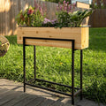 Ilyapa Raised Standing Planter with Legs Metal and Wood Elevated Planter Box 33x35.5x7 Indoor Outdoor Perfect for Living Room Front Porch
