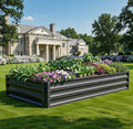 YITAHOME 72x36x12 in 2pcs Galvanized Raised Garden Bed Kit Large Metal Planter Box with Gloves &amp Support Rod Outdoor Flower Bed for Plants Vegetables Black