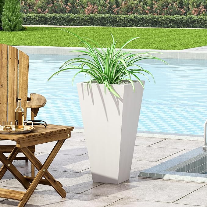 13 Outdoor Small Stone Planter White