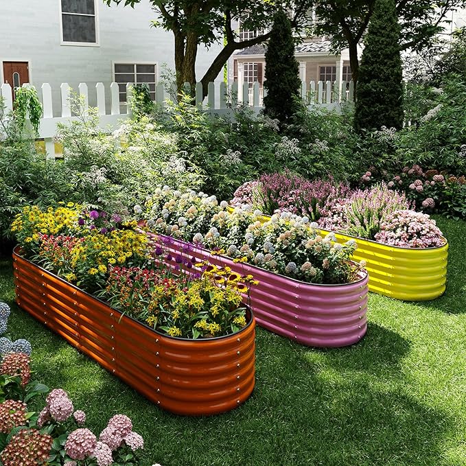 Galvanized Metal Planter Raised Garden Bed Kit for Gardening Outdoor8x2x1ft Planter Grow Garden Box Raised Flower BedLong Vegetable Clearance Herb Raised Garden Beds for Gardening