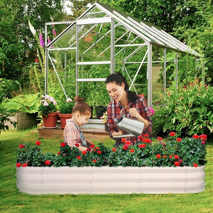 Galvanized Raised Garden Bed Outdoor 67 D x 20 W x10 H 7 cu. ft. Planter for Outdoor Plants Large Metal Raised Garden Bed Kit (White)
