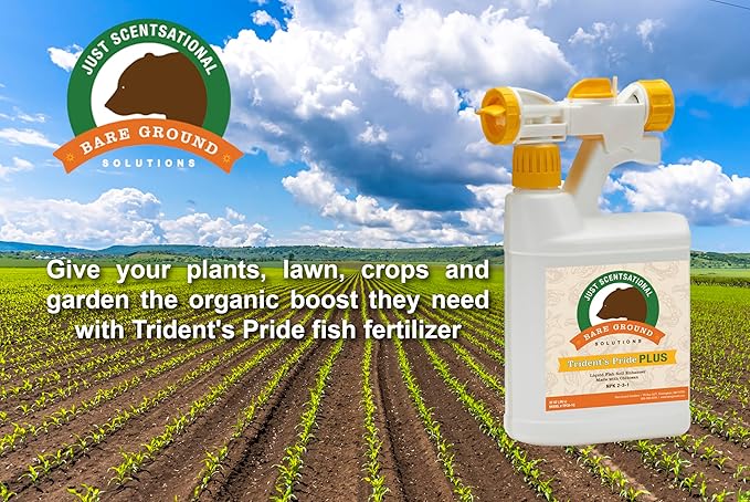 TPCH-1QES Trident's Pride Plus Organic Liquid Fish Fertilizer w/Brown Algae Extract &amp Chitosan w/Hose End Mixing Sprayer32 oz