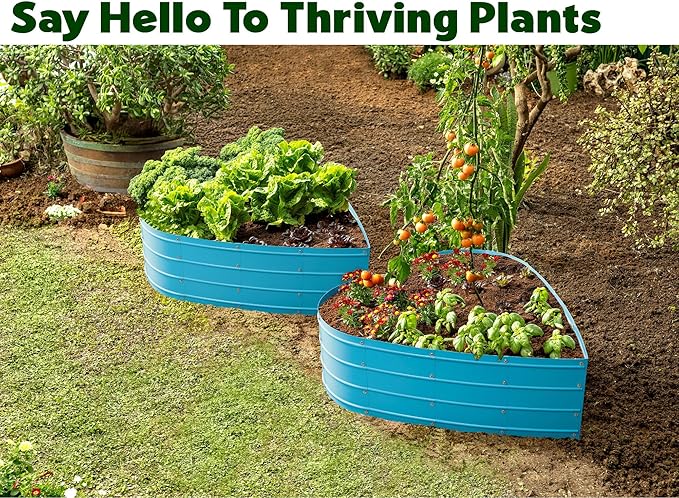 Plant &amp Plot Galvanized Raised Garden Beds Outdoor // Planter Raised Beds for Gardening Vegetables Flowers // Large Metal Garden Box (Teal) // Tool-Free Assembly