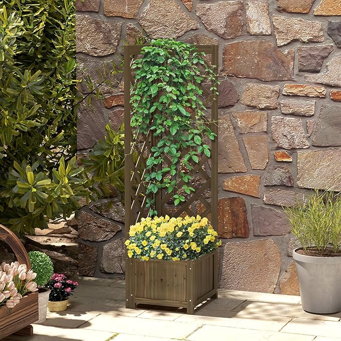 Two-Trellis Raised Garden Planter Box