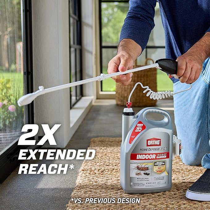 Ortho Home Defense Max Indoor Insect Barrier with Extended Reach Comfort Wand - Ready-To-Use Home Bug Spray Kills Ants Roaches Spiders Fleas and Ticks 1 gal.