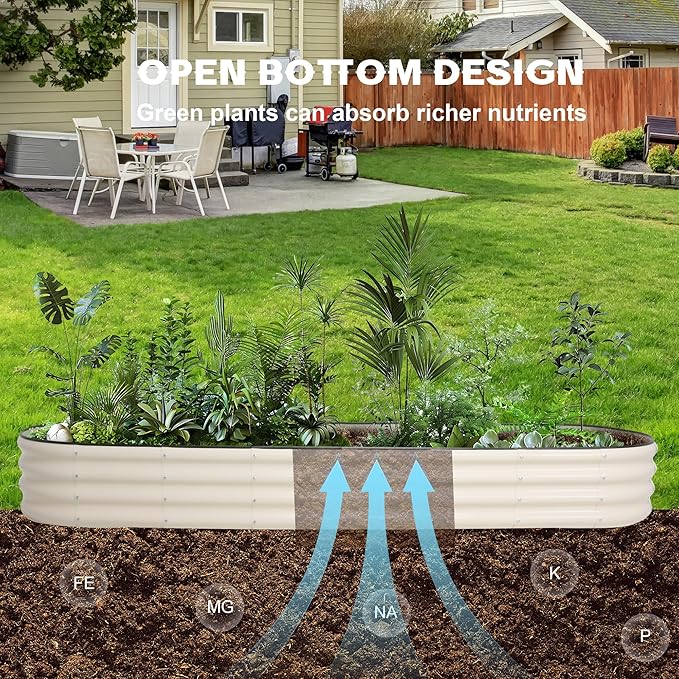 Galvanized Raised Garden Bed Kit Outdoor Metal Garden Planter Box for Backyard Gardening Planting Vegetables and Patio (94.4x23.6x11.8)