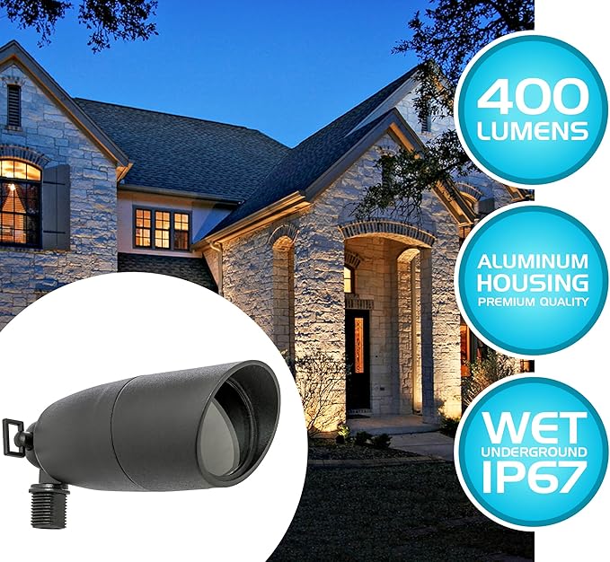 Westgate LED Landscape Spotlight Waterproof Spotlight Adjustable Directional Lighting for Patio Deck Yard Garden Pathway Pool Area - All Accessories Included (1 Black)