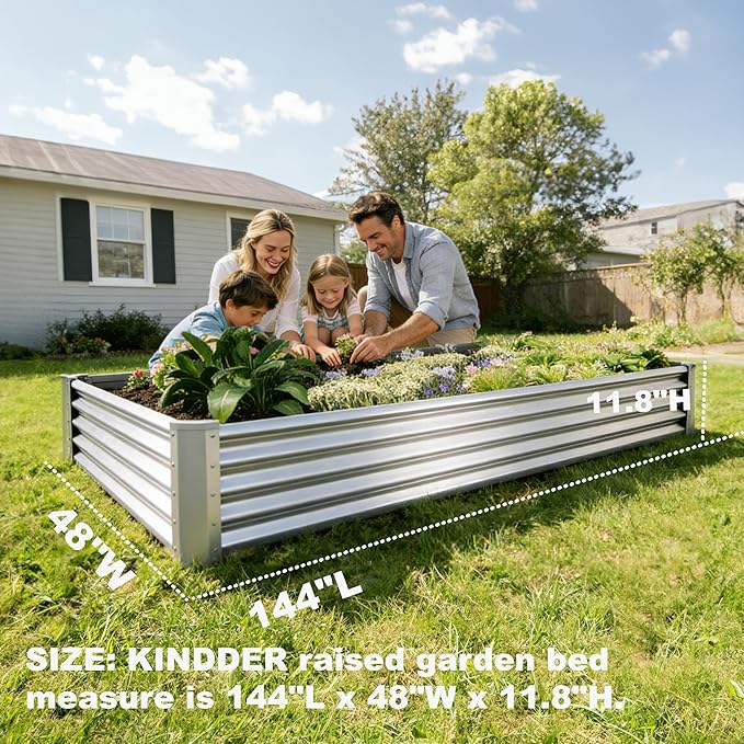 8x4x1ft(2 Pack) Galvanized Raised Garden Bed Kit Galvanized Planter Garden Boxes Outdoor Metal Raised Garden Beds for VegetablesFruits FlowerSilver