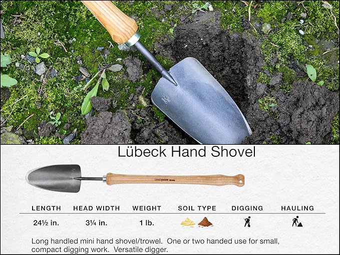 IDEALSPATEN Small Garden Tool Set Collection - 4 Piece Set - Panzer Field Shovel Heidelberg Hand Mattock Hanover Hand Rake Lübeck Hand Shovel